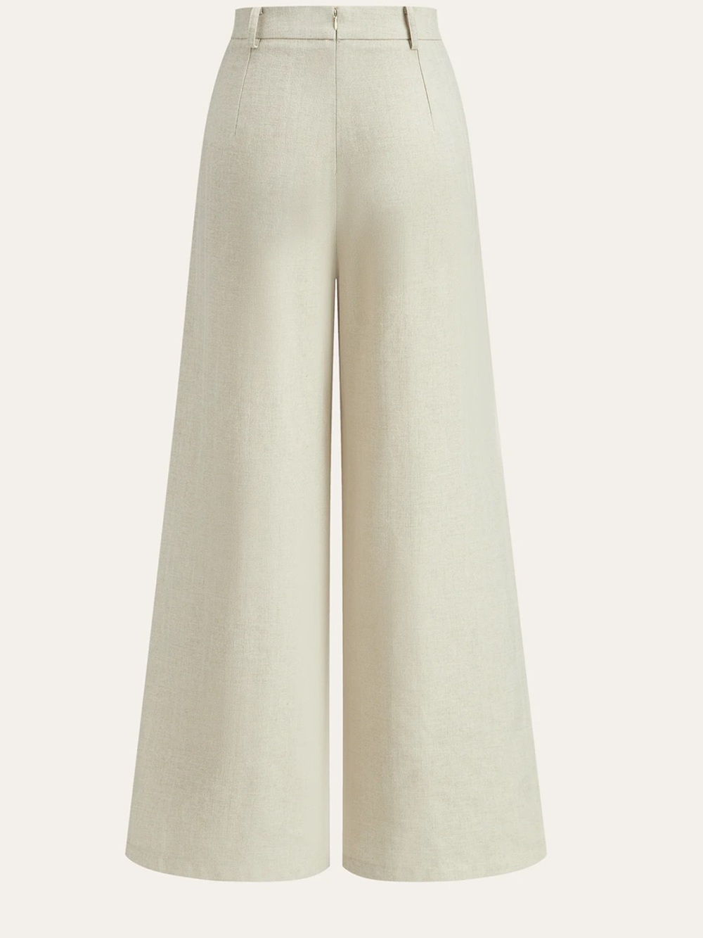 Commense Khaki Linen Blend Wide Leg Pants XS | Quiet Luxury Trousers - Picture 4 of 5